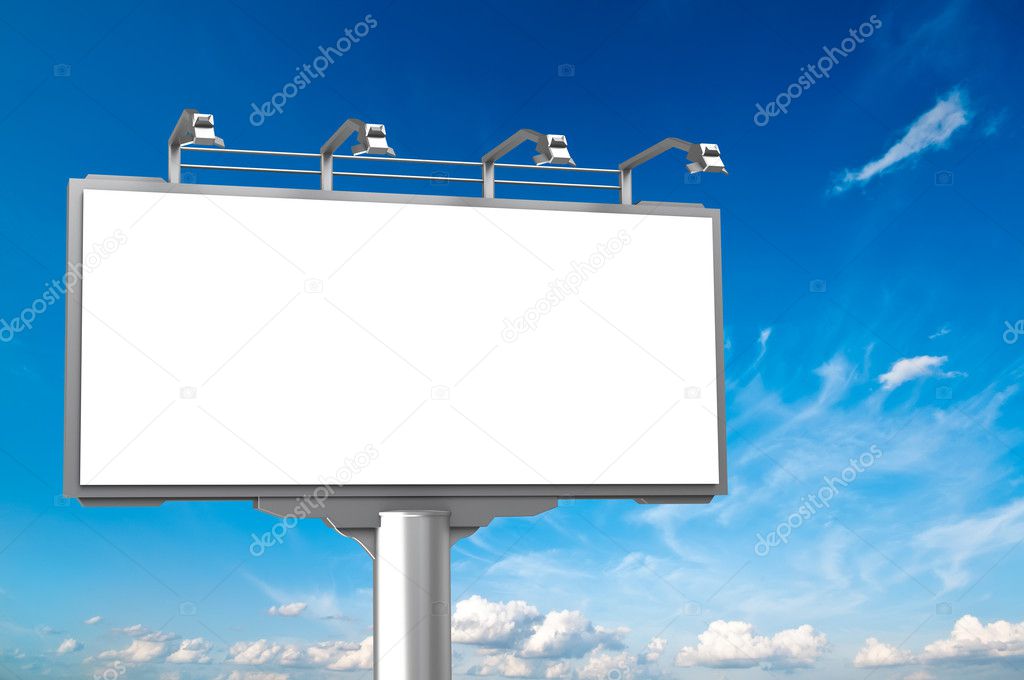Empty advertisement hoarding at sky background
