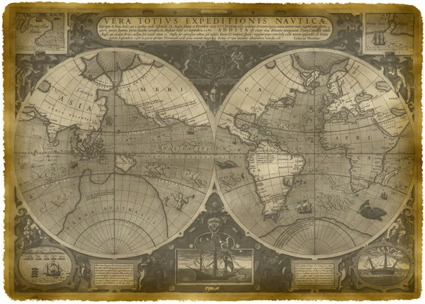 旧世界的航海地图 — 图库照片#