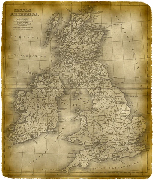 Antigo mapa da Grã-Bretanha — Fotografia de Stock