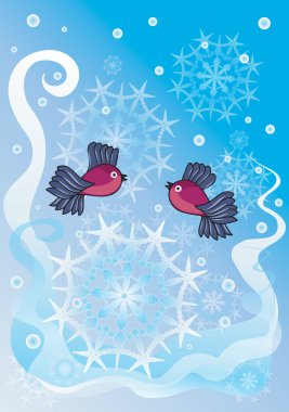 Winter Bullfinchs clipart