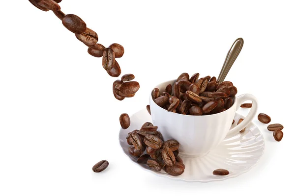 Mugg och kaffebönor 3d render Royaltyfria Stockbilder