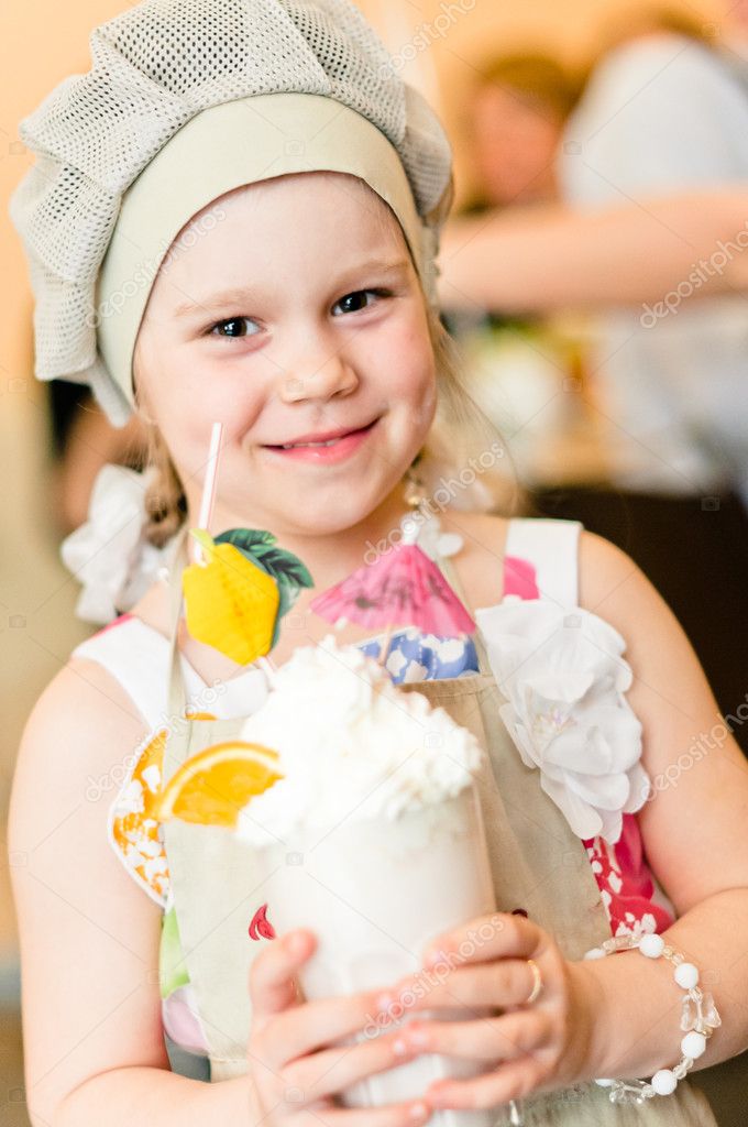 Little girl with hand made cocktail