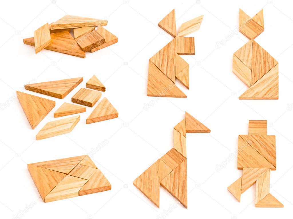 Isolated tangram with few figures