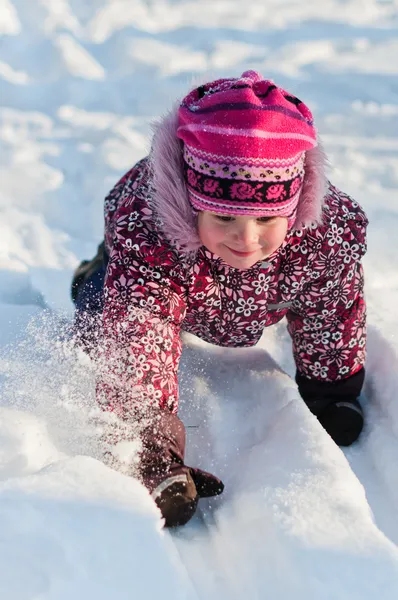 stock image Baby crawls on snow