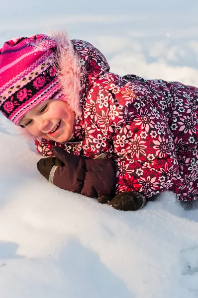 stock image Baby lays on snow