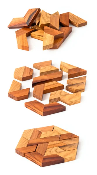 Wooden hexahedron puzzle — Stock Photo, Image