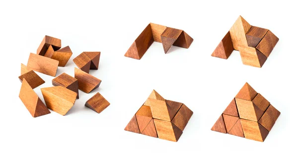 Wooden pyramid puzzle — Stock Photo, Image