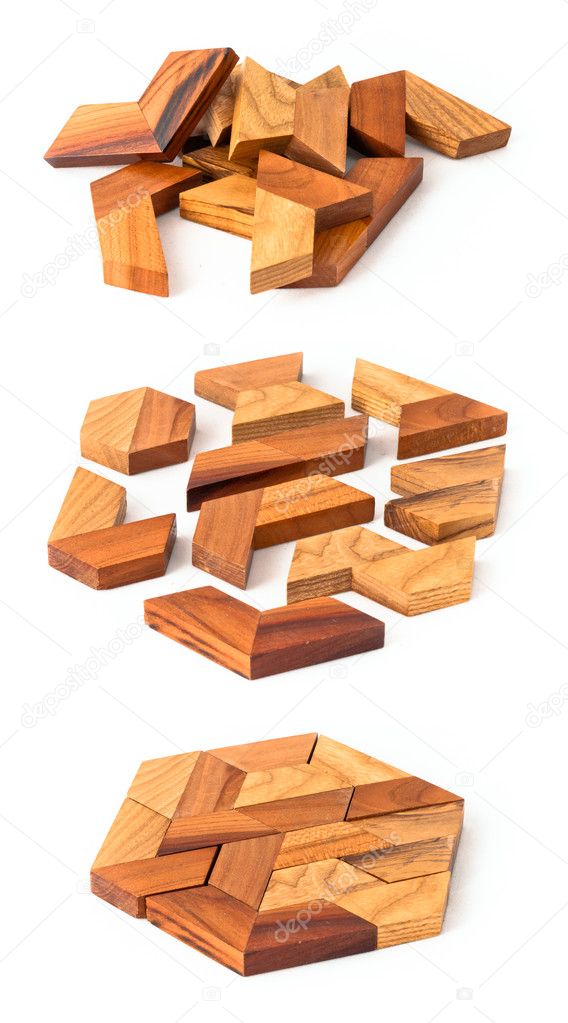Wooden hexahedron puzzle
