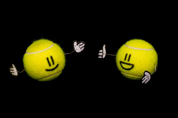 Konuşan iki tenis topları — Stok fotoğraf