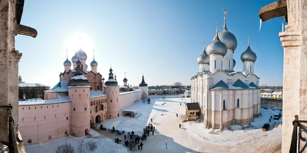 Monastery in snow panorama — Stock Photo, Image