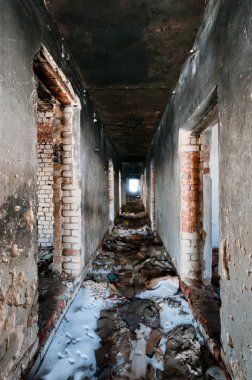 Corridor in abandoned house clipart