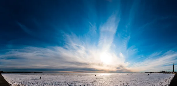 아름 다운 흐린 하늘 파노라마 얼음 스톡 이미지