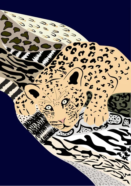 Leopard mit textilen Elementen — Stockvektor