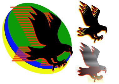 Three stylized eagle clipart