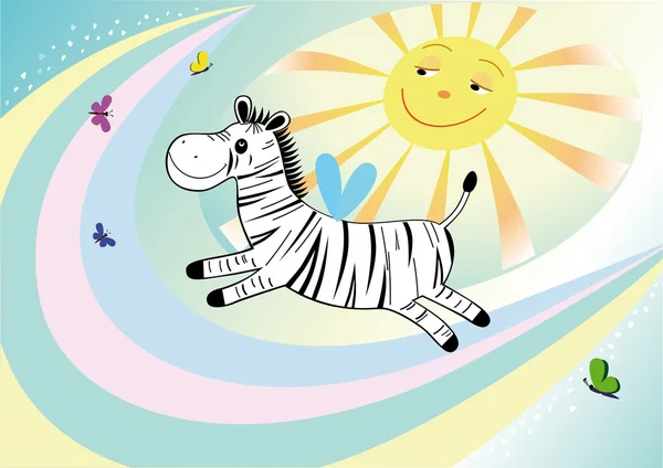 Komik uçan zebra — Stok Vektör