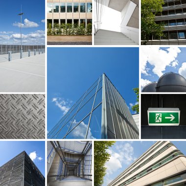 Office building futuristic architecture collage energy clipart