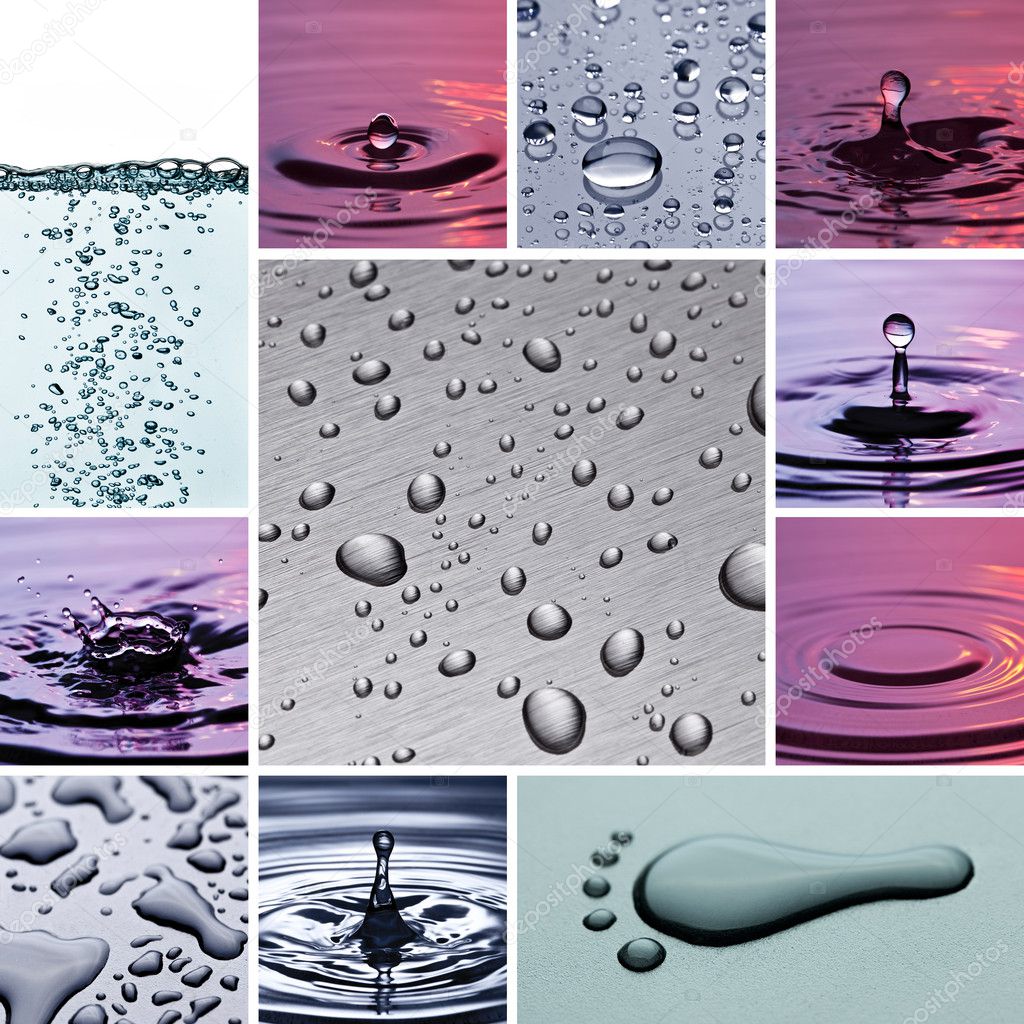 Blow drip water collage