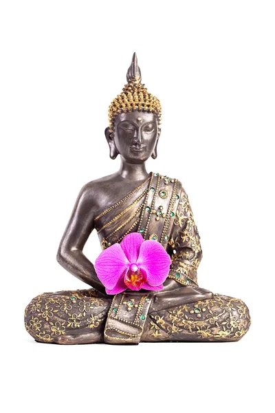 Buddha buddhismus zen orchidee szobor gott feng-shui Ázsia — Stock Fotó