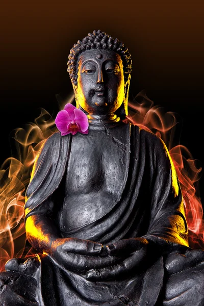 Buddha Buddhismus qualm orchidee Estatua Gott Feng-Shui Asien —  Fotos de Stock