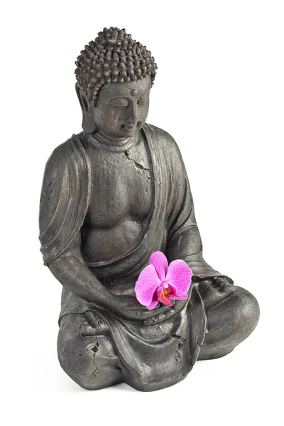 Budda buddhismus zen orchidee statua gott feng-shui asien — Zdjęcie stockowe