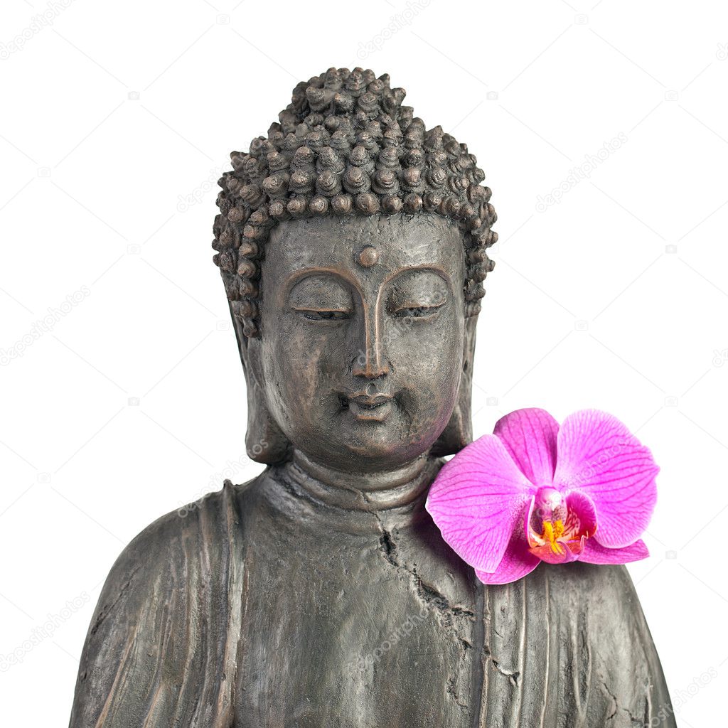 BuddhaBuddhismusZenOrchidee Statue Gott FengShui Asien — Stockfoto