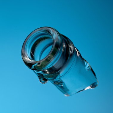 Glas Flasche Flaschenhals Gebrochen Zerbrochen Blau Tropfen