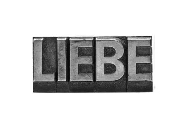 Lead letter word liebe — Stock Photo, Image