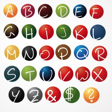 alphabet abc school children learn basic letters logo icon circular magazine set collection clipart