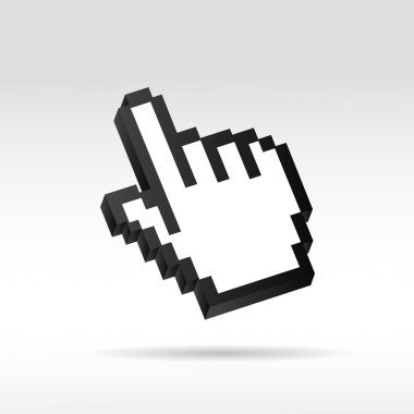 White Pixel 3D Vector Mouse cursor Hand clipart