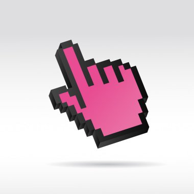 Purple Pixel 3D Vector Mouse cursor Hand clipart