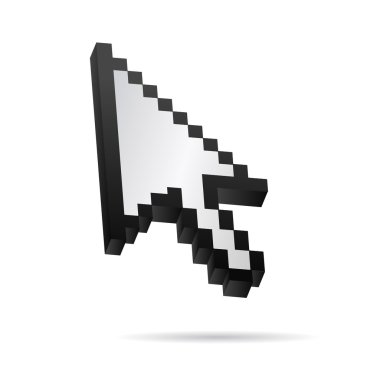 White Pixel 3D Vector Mouse cursor clipart