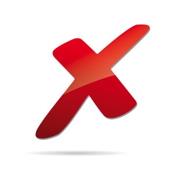 Vector red X cross sign icon clipart