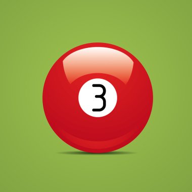 Full Billiard ball number three 3 Sport pool Game hobby cue restaurant table green clipart