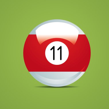 Half Billiard ball number eleven 11 Sport pool Game hobby cue restaurant table green clipart