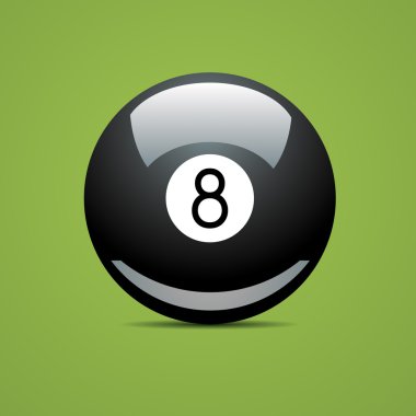Full Billiard ball number eight 8 Sport pool Game hobby cue restaurant table green clipart