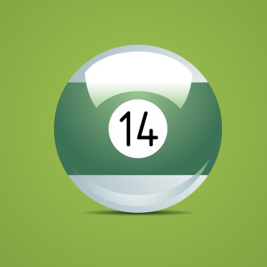 Half Billiard ball number fourteen 14 Sport pool Game hobby cue restaurant table green clipart