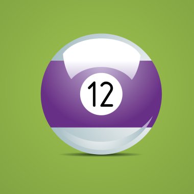 Half Billiard ball number twelve12 Sport pool Game hobby cue restaurant table green clipart