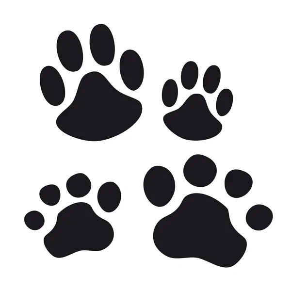 Animal pata mascota lobo pata pata vector oso huella animal pata gato huella dactilar impresión — Vector de stock