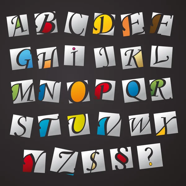 Abc alphabet letters children learn basic school logo icon pictogram magazine set collection — Stock Vector