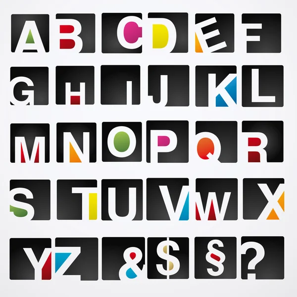 Abc alphabet lettres enfants apprendre base école logo icône pictogramme magazine ensemble collection — Image vectorielle
