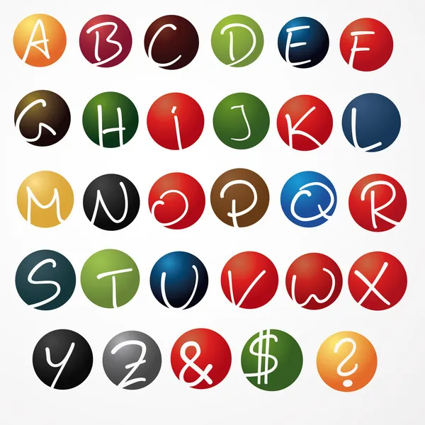 Alphabet abc écoliers apprendre lettres de base logo icône circulaire magazine set collection — Image vectorielle