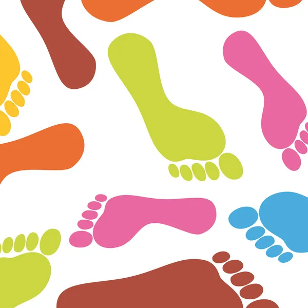 Snuiven voet voetafdruk voetafdrukken traceren kleuterschool barefoot weg — Stockvector