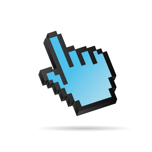 Blue Pixel 3D Vector Mouse cursor Hand — Stock Vector