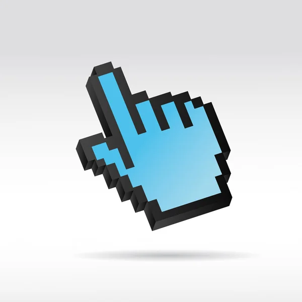 Blue Pixel 3D Vector Mão cursor do mouse — Vetor de Stock