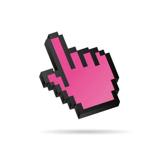 Mão do cursor do mouse do vetor 3D do pixel roxo — Vetor de Stock