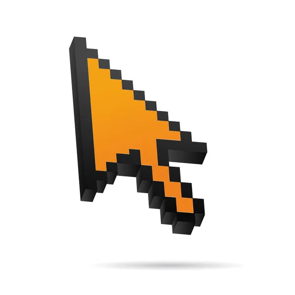Orangefarbene Pixel 3D-Vektor-Mauszeiger — Stockvektor
