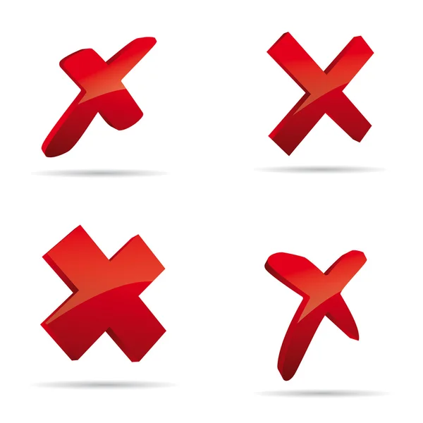 Vector red X cross sign icon set — Stock Vector