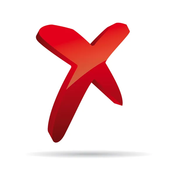 3D Vector red X cross sign icon — Stock Vector
