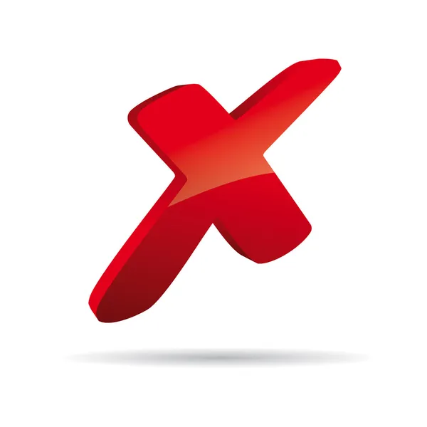 Vetor 3D vermelho X ícone sinal cruz — Vetor de Stock