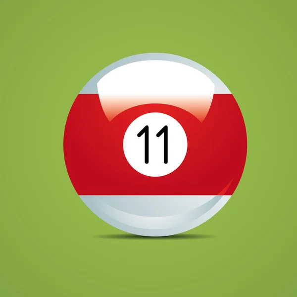 Půl kulečník míč číslo jedenáct 11 sportovní hry hobby startovací restauraci kulečník zelené — Stockový vektor